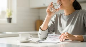 Healthy foods for caffeine detox, including leafy greens and bananas.